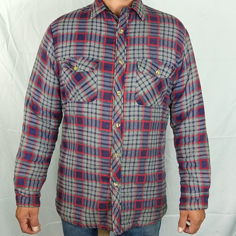 Mens Vintage Padded Flannel Jacket Size Medium
